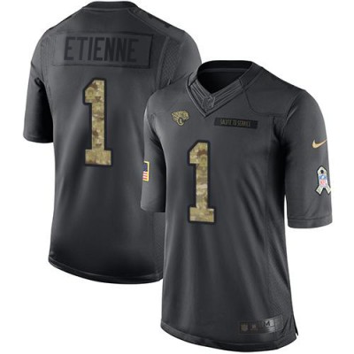 Nike Jacksonville Jaguars #1 Travis Etienne Black Men's Stitched NFL Limited 2016 Salute To Service Jersey Men's